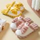 Bow Winter Cotton Slippers Women's Cute Woolen Slippers Winter Couple's Home Use Thickened Bottom Men's Woolen Plush Slippers