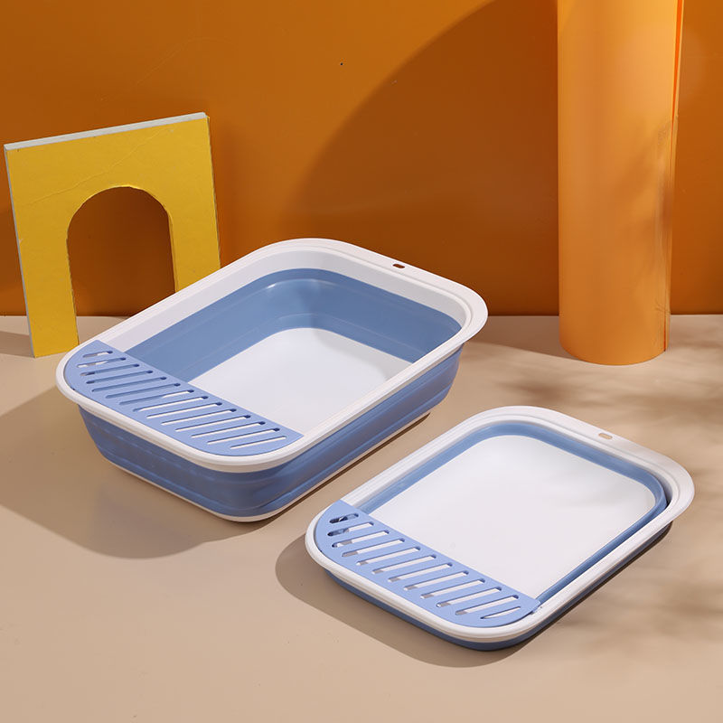 새로운 스타일 접이식 고양이 쓰레기통 도매 대형 냄새 방지 튀김 방지 반 폐쇄 고양이 쓰레기통 모래 방지 접이식 고양이 화장실