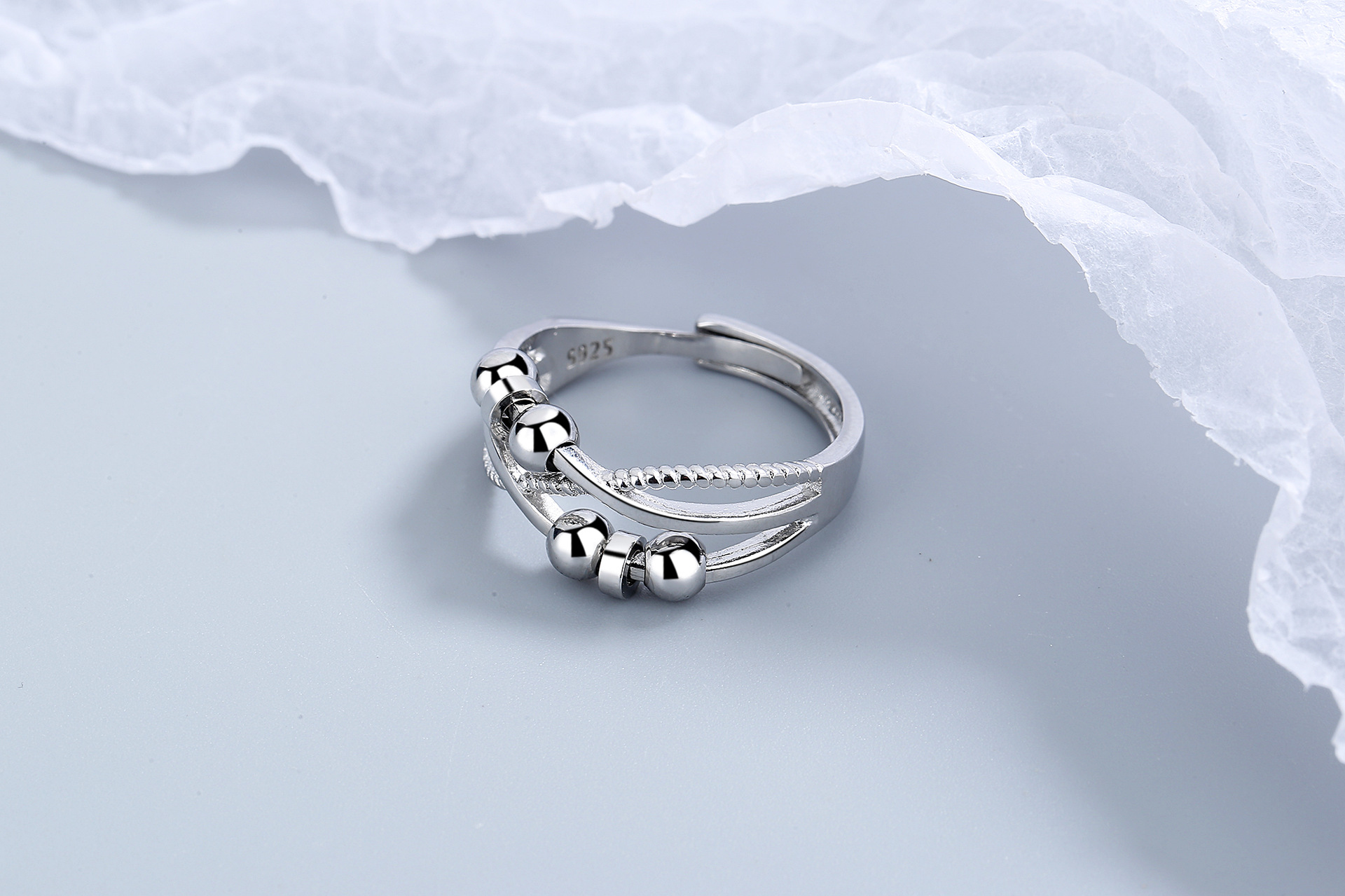 Solid Color Solid Color Copper Beaded Plating Open Ring 1 Piece