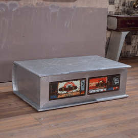 设计师原创铝皮铆钉金属书本茶几工业风loft复古做旧创意箱式茶几