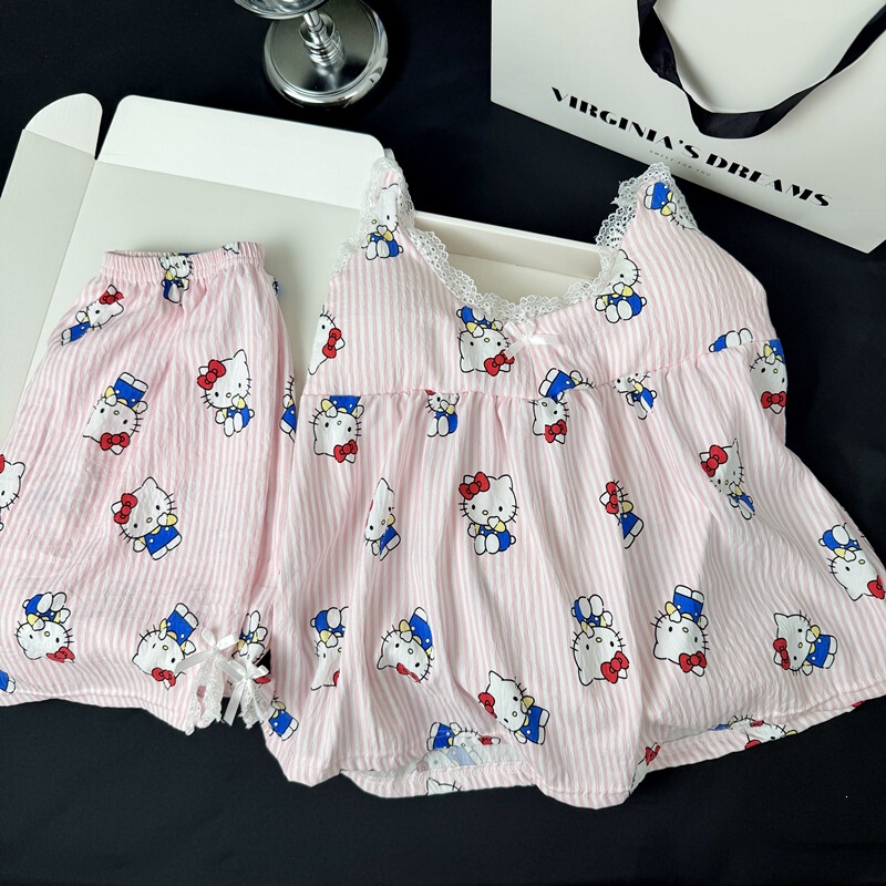 【Da Jiejie Cross-Border Selection】Summer Cloud Pajamas with Chest Pads, Wearable Outside, Camisole and Shorts Homewear Set 【Da Jiejie Cross-Border Selection】Summer Cloud Pajamas with Chest Pads, Wearable Outside, Camisole and Shorts Homewear Set
