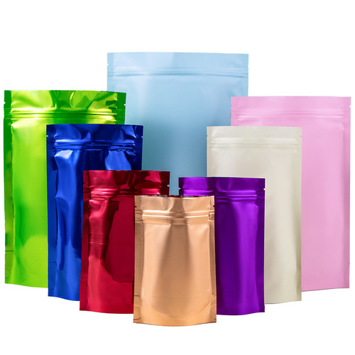 Colored aluminum foil self-standing ziplock bags tea sub-packaging bags sealed bags snack food packaging bags wholesale