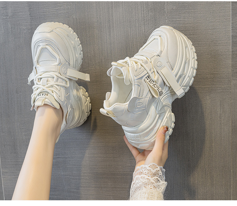 Giày sneaker nữ đế dày chunky phong cách thể thao, tăng chiều cao, phối hợp nhiều trang phục — Đen 5019, Nâu 5019, Ngọc trai 5019 chi tiết 17