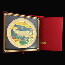 金龙鱼摆件仿金箔画保险商务件乔迁送礼家居招财客厅玄关装饰摆件