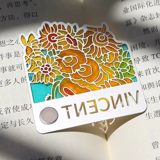 透明书签冰箱贴定制金属镂空黄铜彩色玻璃可透光琉璃果冻色透明漆