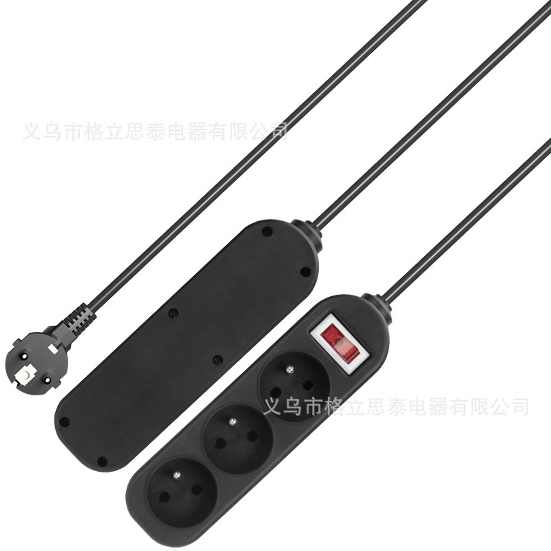 大货批发法式插板接线板跨境插线板带开关法国插座排插转换器