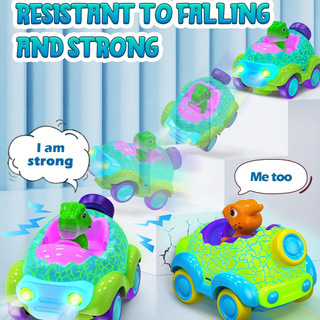 Explosiones transfronterizas luces y música para niños coche de control remoto de dos canales juguetes para niños regalos de dibujos animados dinosaurios coche de control remoto