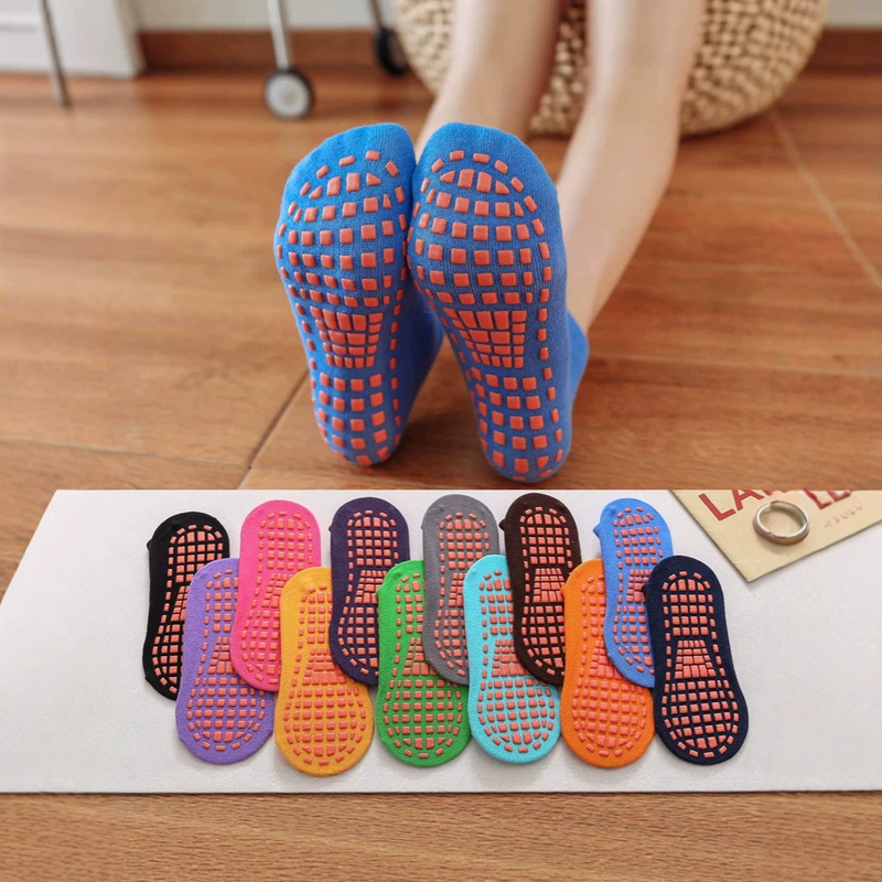 New cross-border trampoline floor yoga socks, non-slip, cotton, solid color, unisex, wholesale