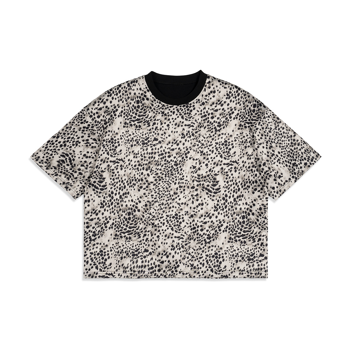 Calle de moda personalidad doble cara vestido leopardo camiseta de manga corta verano nuevo corto ancho cuello redondo chaqueta casual hombre