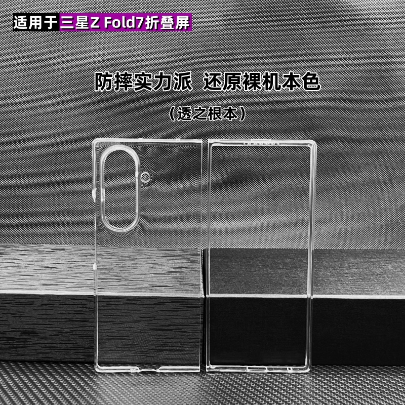 Suitable for Samsung Zfold7 Phone Case Zfold8 Transparent Pc Flip Hard Case High-Definition Anti-Drop Folding Screen Wholesale