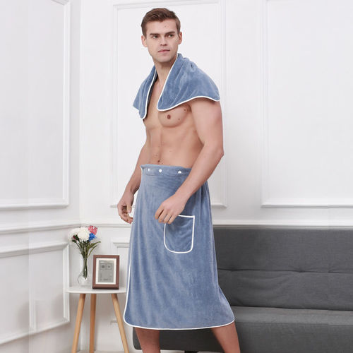 Coral velvet bath towel for men, can be worn or wrapped, adult soft large size, student Korean version personalized wrap towel, cross-border e-commerce
