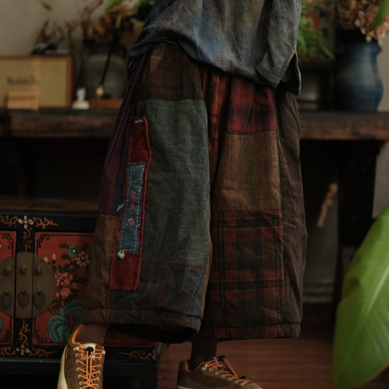 Little Mud Girl Retro Artistic Versatile Loose-Fitting Handmade Cotton Pants 2274 Old Cloth Patchwork