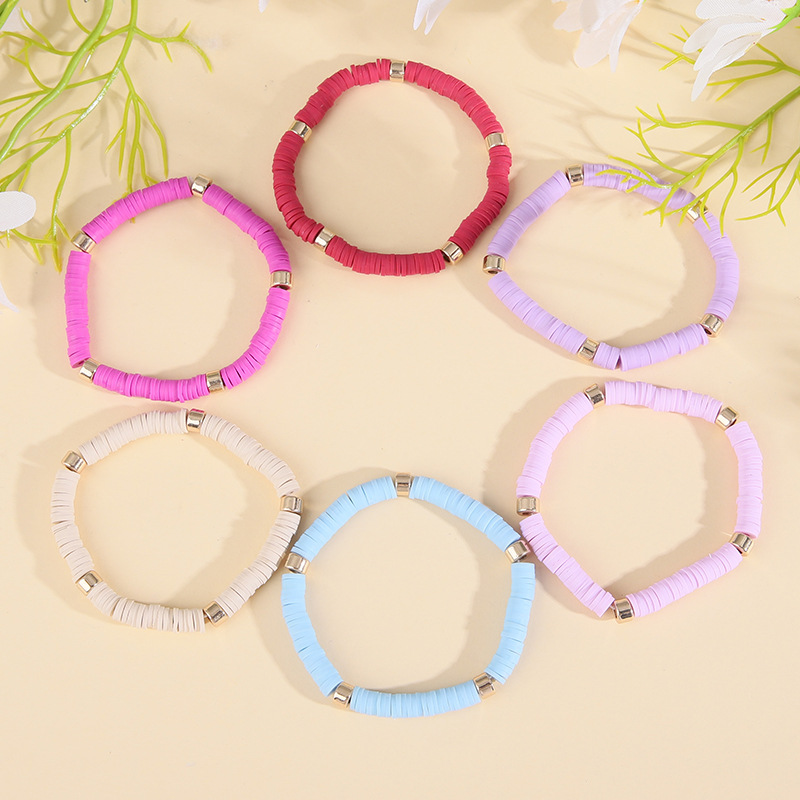 Simple Style Color Block Soft Clay Knitting Women's Bracelets 6 Pieces display picture 19