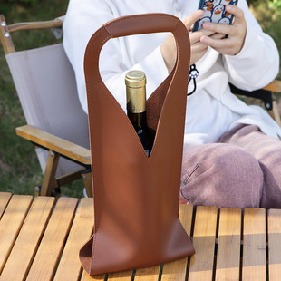 Business Premium Wine Portable Storage Bag Single Pack Wine Leather Protective Case High-end Champagne Gift Bag