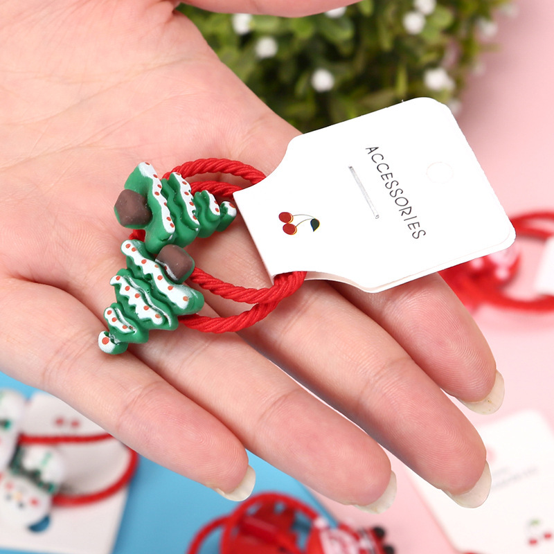 2023クリスマスの子供の皮筋サンタの髪輪樹脂王女の髪ひもの皮筋髪ひもクリスマスプレゼント|undefined