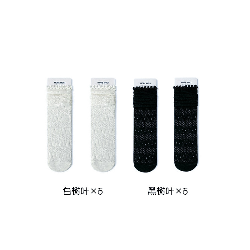 Calcetines de algodón de primavera y verano, calcetines de pila de encaje de hongos para niños, calcetines de tubo transpirables de malla hueca, calcetines Zhuji al por mayor