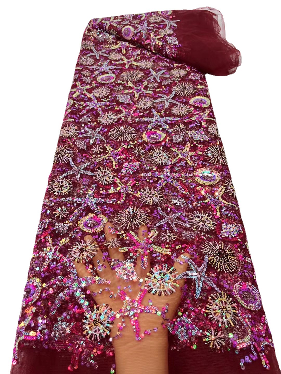 En stock lentejuelas bordado africano encaje vestido de novia tela bordada lentejuelas encaje tela JX2604 image 5