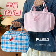 韩系高颜值三层化妆包少女心百搭手提洗漱包大容量便携旅行收纳包