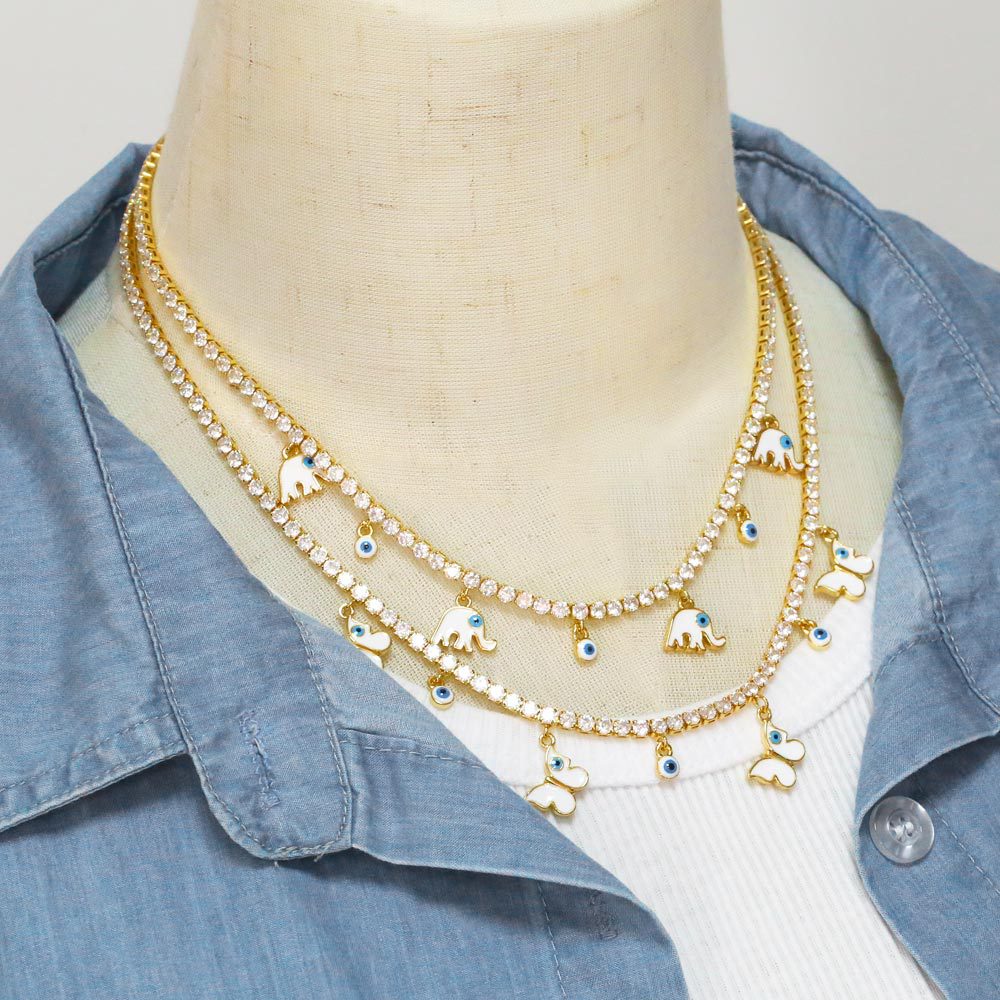 Fashion Butterfly Elephant Copper Pendant Necklace Inlay Zircon Copper Necklaces