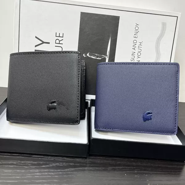 French Men's Bag Fashionable Casual Solid Color Practical Short Portable Card Holder Wallet Men's with Box