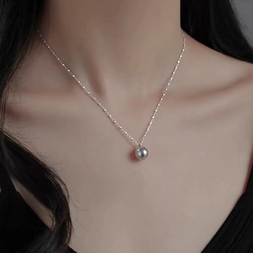 925 silver-plated pearl necklace for women new style hot collarbone chain high-end light luxury necklace