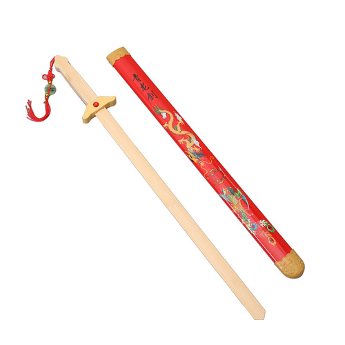 Children's Green Dragon Sword Wooden Sword Bamboo Crafts Simulation Sword Martial Arts Knife Performance Props Street Stall Temple Fair Toy