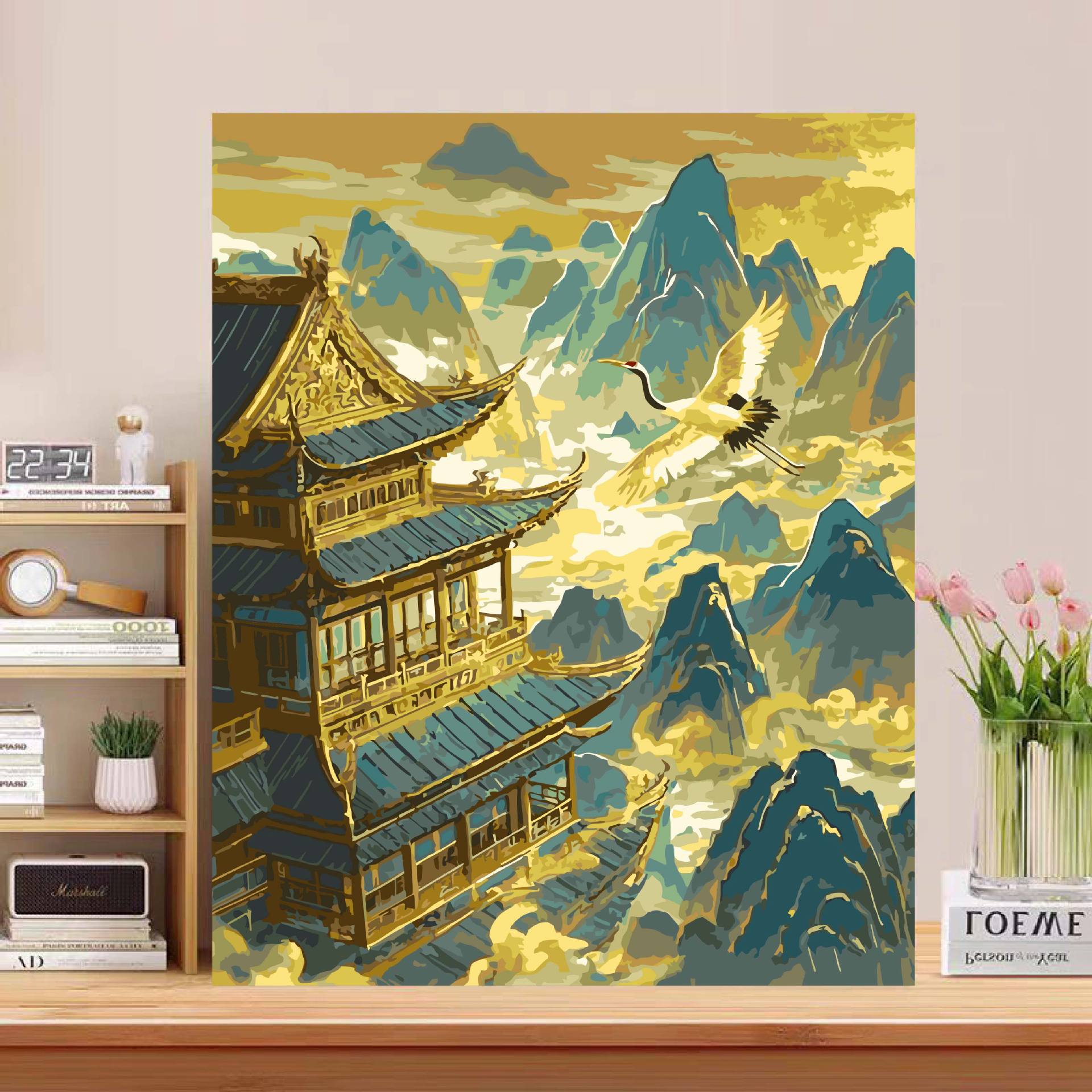 Miles de miles de paisajes antiguos pinturas al óleo digitales hechas a mano DIY relleno pintado acrílico decoración de aceite colgante regalo