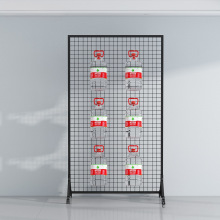 2025新款落地可移动带轮网架网格展示架收纳展览挂架加厚金属材质