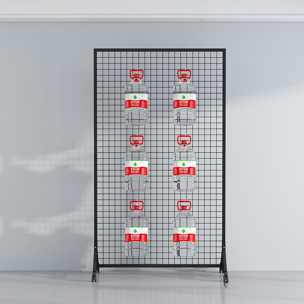 2025新款落地可移动带轮网架网格展示架收纳展览挂架加厚金属材质