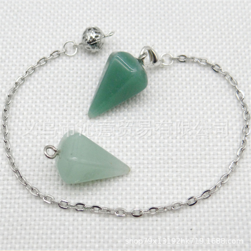 Venta caliente ágata natural cristal piedra preciosa cono hexágono cono colgante DIY cristal colgante espíritu péndulo