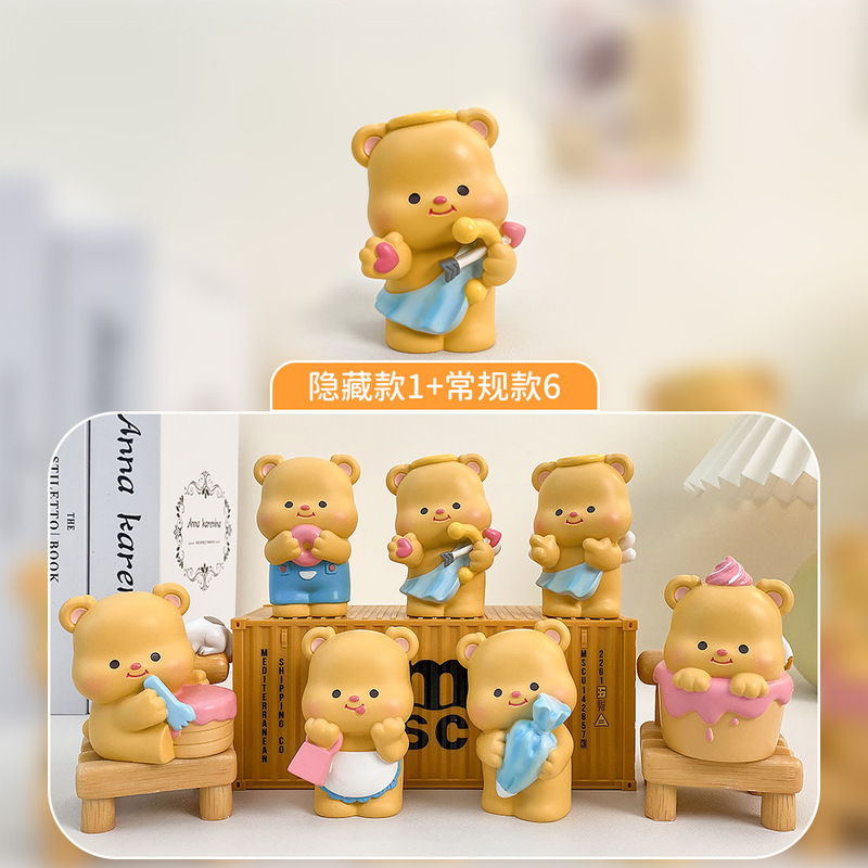 Fun Cartoon Cute Dessert Bear Blind Box Hand-made Doll Resin Crafts Desktop Small Ornaments Factory Outlet