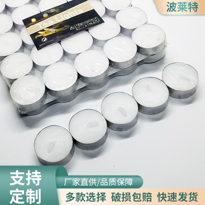 Precio de fábrica al por mayor 3 horas 100 piezas de cera de té prensada 10 gramos de vela blanca pequeña sin humo de cáscara de aluminio inodoro cera de té
