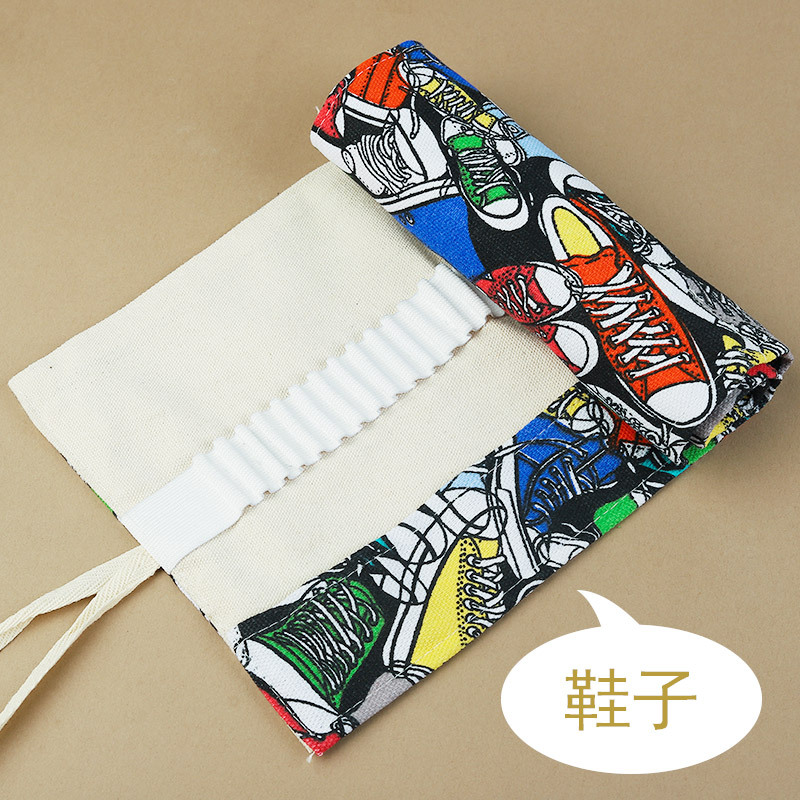 Weizhuang lienzo cortina de la pluma de 72 hoyos de gran capacidad lindo gato de dibujos animados hombres y mujeres lápiz caso lienzo boceto color plomo pintura bolsa de papelería