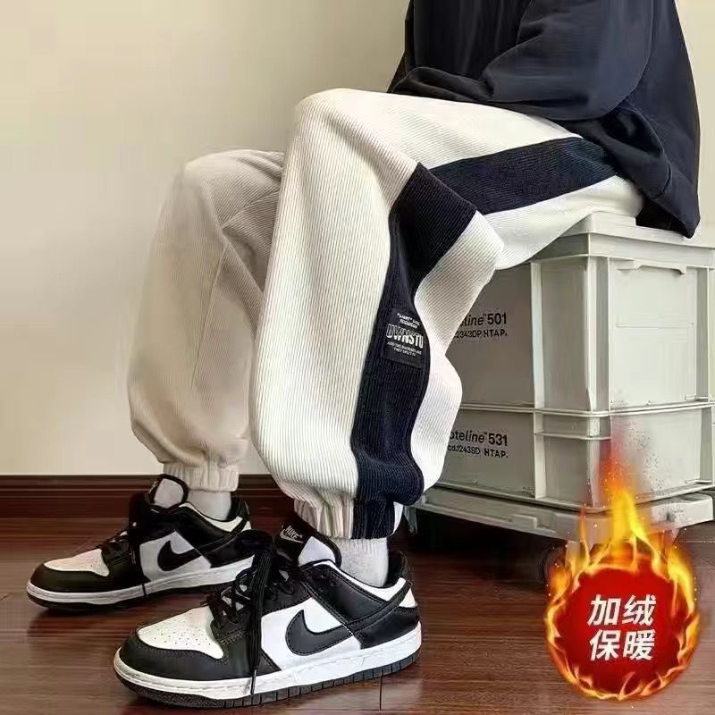 Pantalones deportivos pesados, pantalones de todo fósforo de otoño e invierno para hombres, pantalones casuales de chenilla, más pantalones largos de pana de la marca de moda de terciopelo