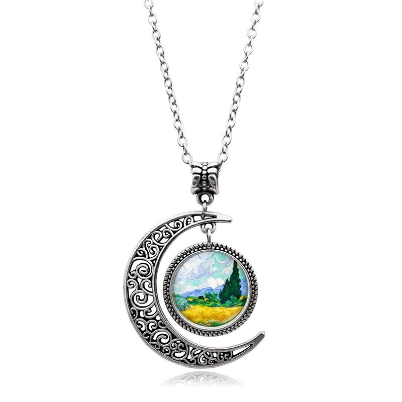Подвеска, серебряное ожерелье, ретро аксессуар, свитер, with gem, европейский стиль