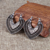 Fashionable retro accessory, metal earrings heart-shaped, European style, wholesale