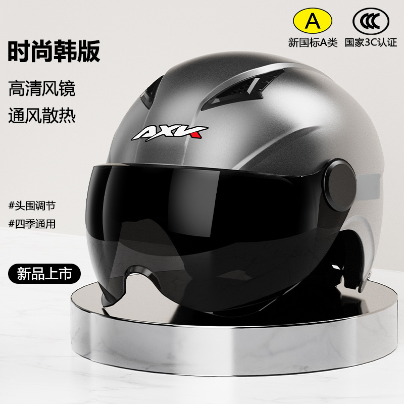 New National Standard 3C Certified Motorcycle Helmet for Men Summer Sun Protection Electric Scooter Riding Half Helmet for Women Four-Season Safety Hat