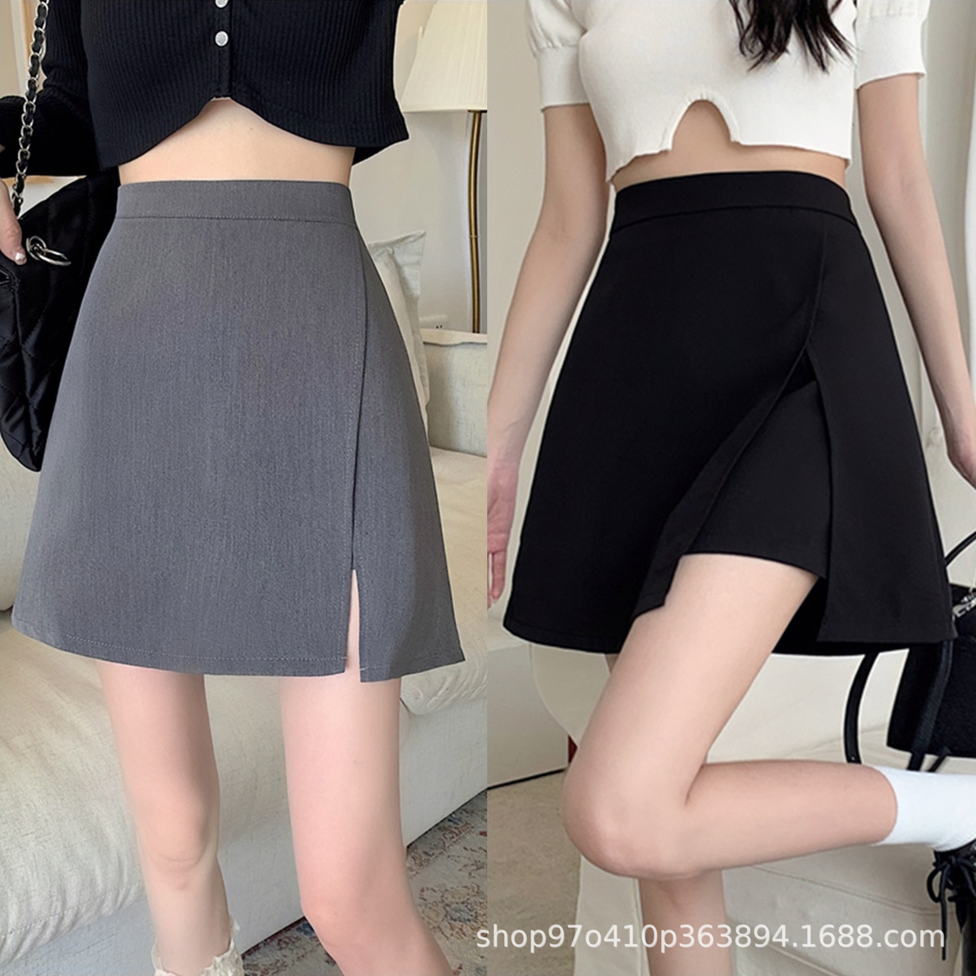 Black summer fitted skirt
