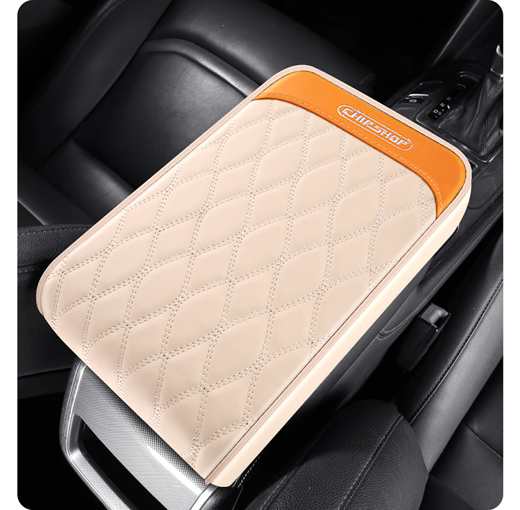 Car Armrest Box Heightening Pad Nappa Leather Center Armrest Cover