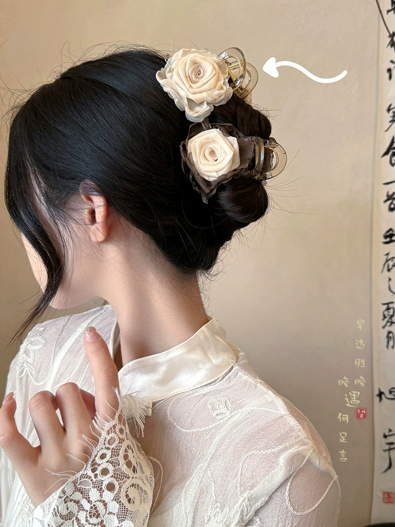 Атмосферная заколка для волос для фотосессий, крабовая заколка, модная hair accessory, с цветами