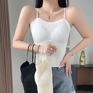 New tube top fixed cup beautiful back vest women's high sense bubble lace solid color sexy small suspenders manufacturers wholesale