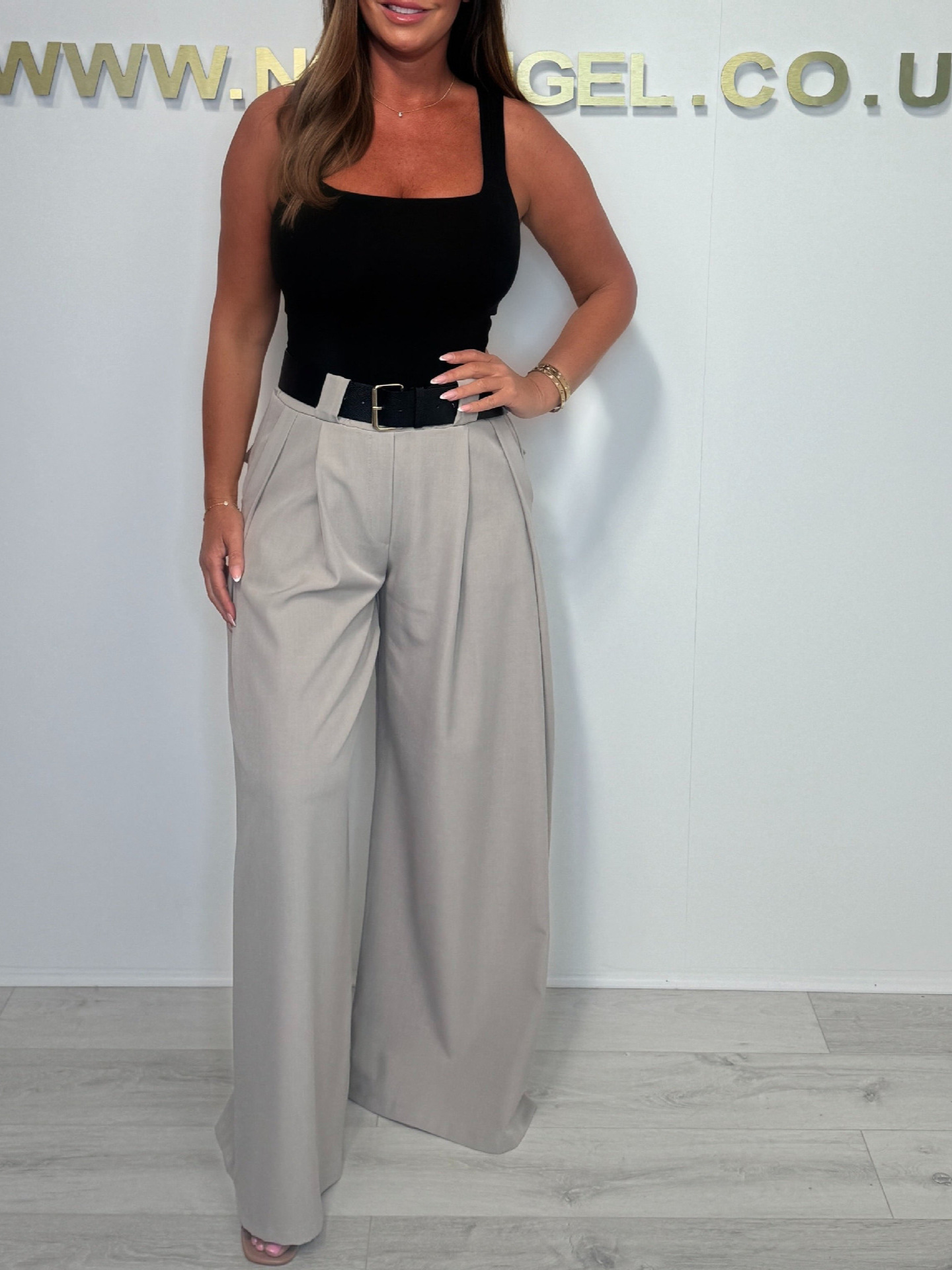 Women's High-Waisted Wide Leg Suit Pants Slimming Straight Leg Casual Floor Length Spring Summer_ecoleips.com