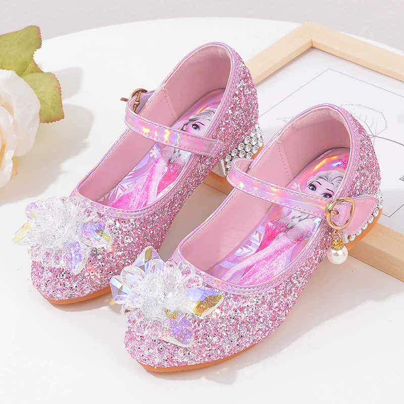 Туфли из замороженных кристаллов в Корейском стиле, обувь принцессы Aisha для маленьких девочек, весенне-осенняя кожаная обувь для девочек, детские туфли на высоком каблуке