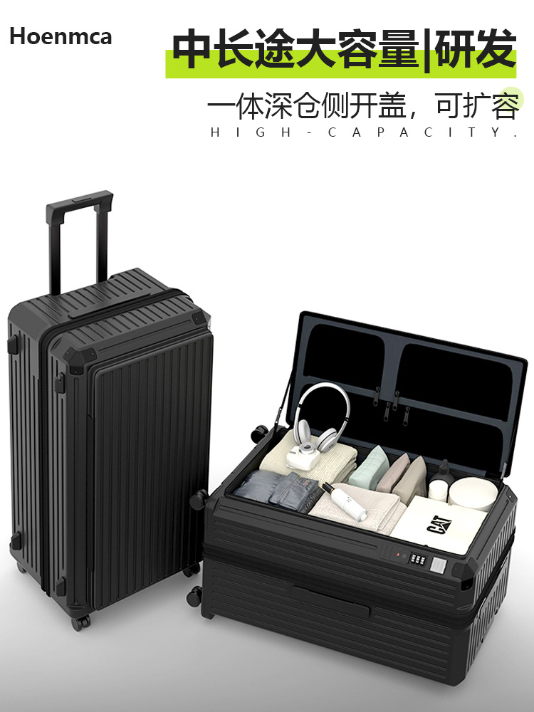Side-Opening Cover, Thickened, Expandable, Large Capacity, 28inch Combination Lock Suitcase, Multifunctional 20-Inch Men's and Women's Carry-On Trolley Case 32