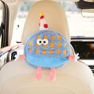 Car tissue box/set – Bag - small-monster-round-plaid-tissue-box-blue