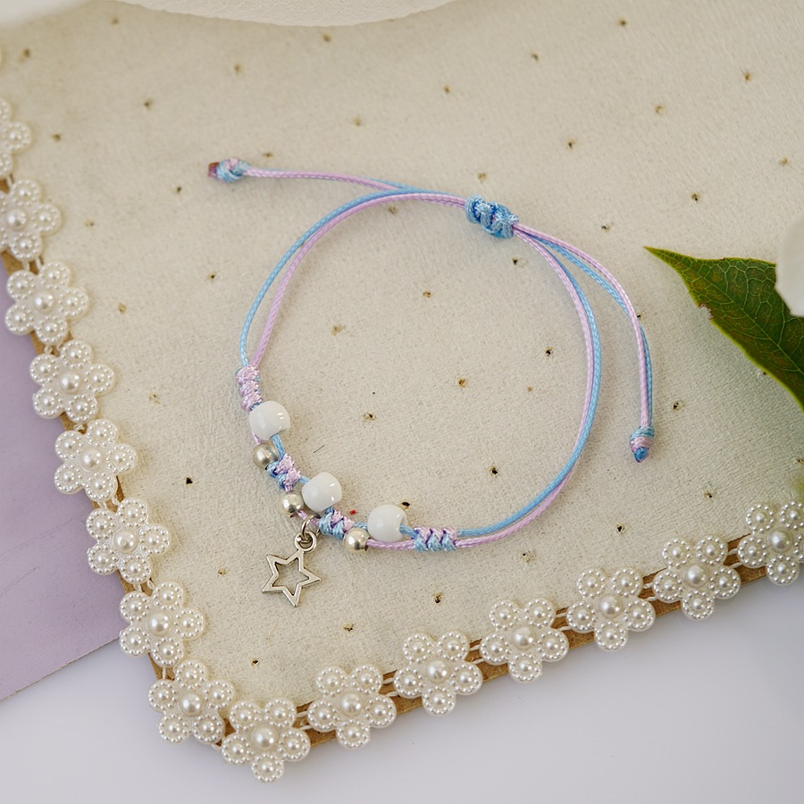 thumbnail image 1 of Pulsera de estudiante de perlas de cerámica novia mano decoración pareja escuela niños pulsera joyería femenina 353F azul púrpura uno, 1 of 2