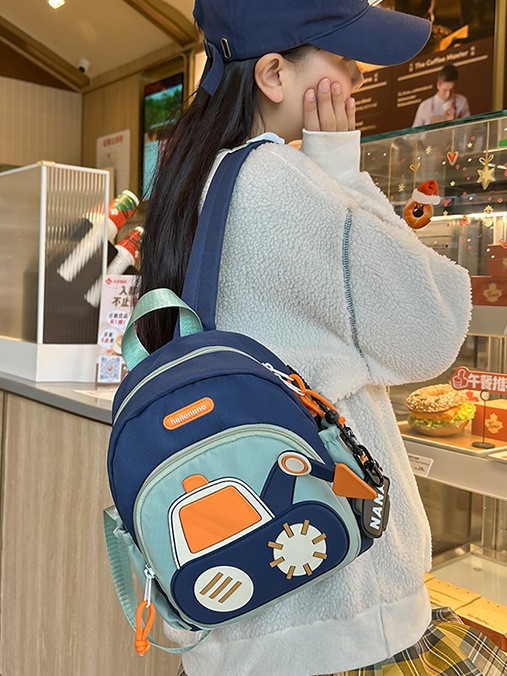 Mochila de estudiantes de primaria admisible con excavadora, mochila de jardín de infantes, mochila de hombro de automóvil para niños