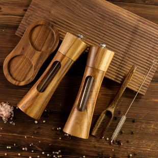 Wood pepper mill manual ceramic core Acrylic pepper sea salt multi-purpose grinder household multi-purpose kitchen tools