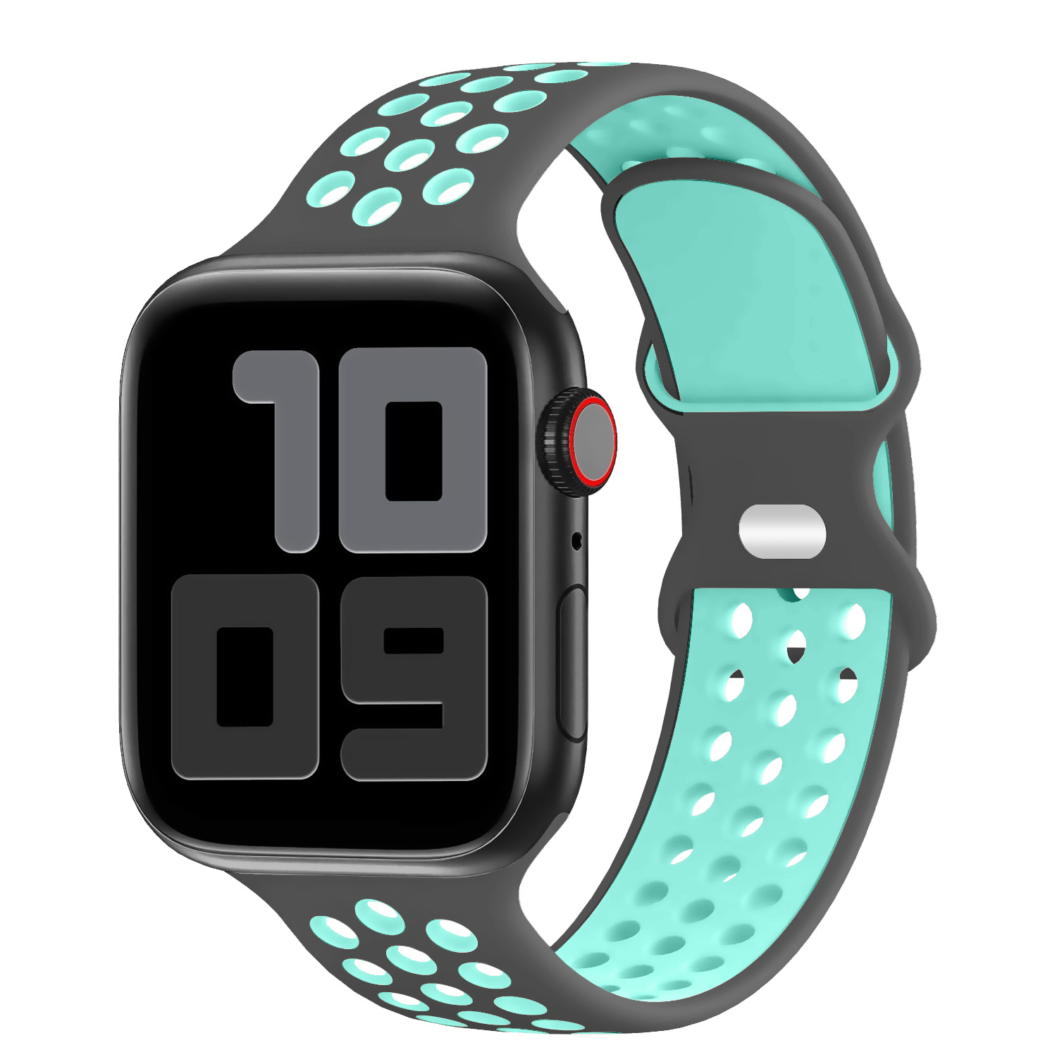 Correa de silicona de dos tonos para Apple Watch S9, estilo Nike con hebilla en forma de ocho.