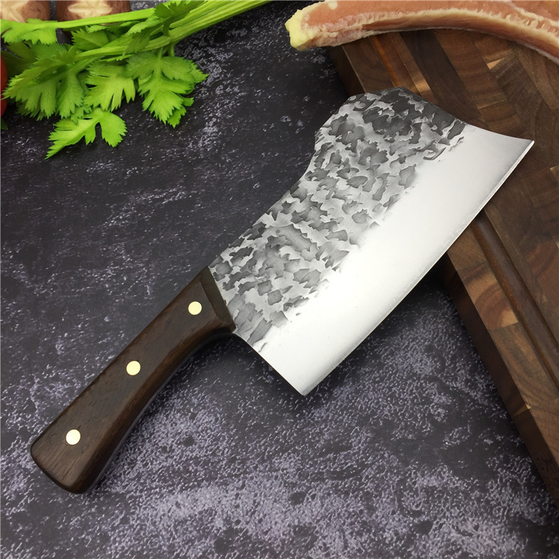 El mango de ala de pollo forja martillo cuchillo de cocina Longquan hueso cortar cuchillo de cocinero cortar y cortar tecnología de forja de doble propósito
